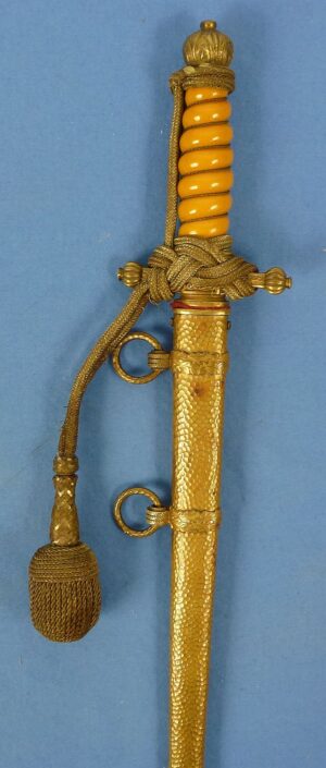 Weimar Period Model 1929 Reichsmarine Officer Dagger with Etched Blade by Alcoso with Portepee