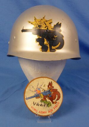 WWII Yuma Army Air Field Gunnery School Helmet Liner and Disney Leather Jacket Patch