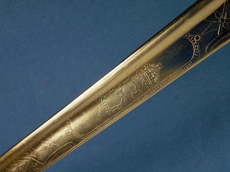 Bulgarian Model 1910 Lion Head Field Marshal Sword with Etched Blade by Carl Eickhorn - Image 9