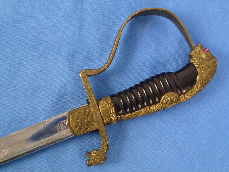Bulgarian Model 1910 Lion Head Field Marshal Sword with Etched Blade by Carl Eickhorn - Image 10