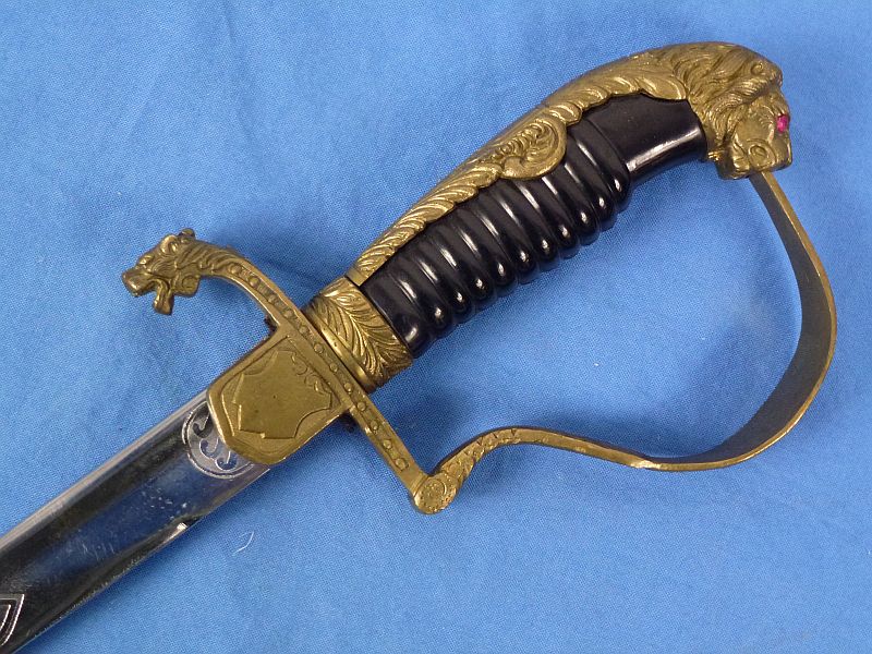 Bulgarian Model 1910 Lion Head Field Marshal Sword with Etched Blade by Carl Eickhorn - Image 11