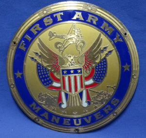 WWII 1st Army Maneuvers Brass Painted Plaque
