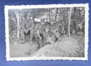 WWII German Photo Soldiers in Trench With Grenades