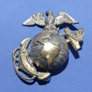 WWII USMC Officer's Dress Sterling Eagle Globe & Anchor Collar Insignia - H&H