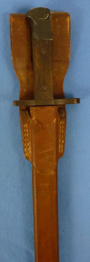 WWII Japanese Arisaka Rifle Bayonet with Rubberized Canvas Scabbard and Frog