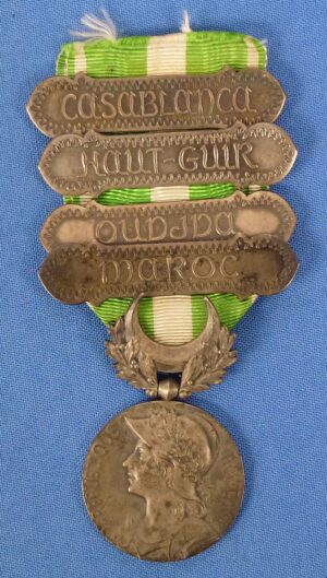 French Commemorative Morocco Campaign Medal with All Four Clasps