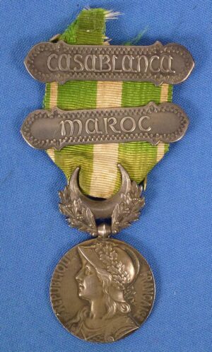 French Commemorative Morocco Campaign Medal with Clasps "Casablanca" and "Maroc"