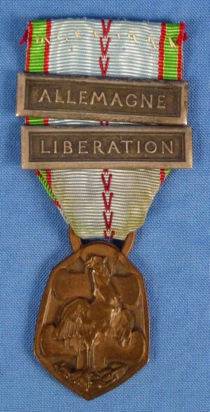 WWII French 1939–1945 Commemorative War Medal with Bars "LIBERATION" and "ALLEMAGNE"