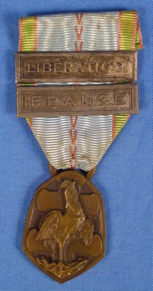 WWII French 1939–1945 Commemorative War Medal with Bars “LIBERATION” and “FRANCE"