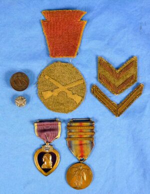 WWI 28th Division Purple Heart / Victory Medal and Insignia Group