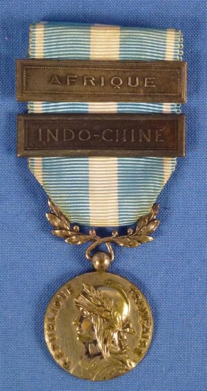 French Colonial Medal with Bars "AFRIQUE" (Africa) and "INDO-CHINE" (Indochina)