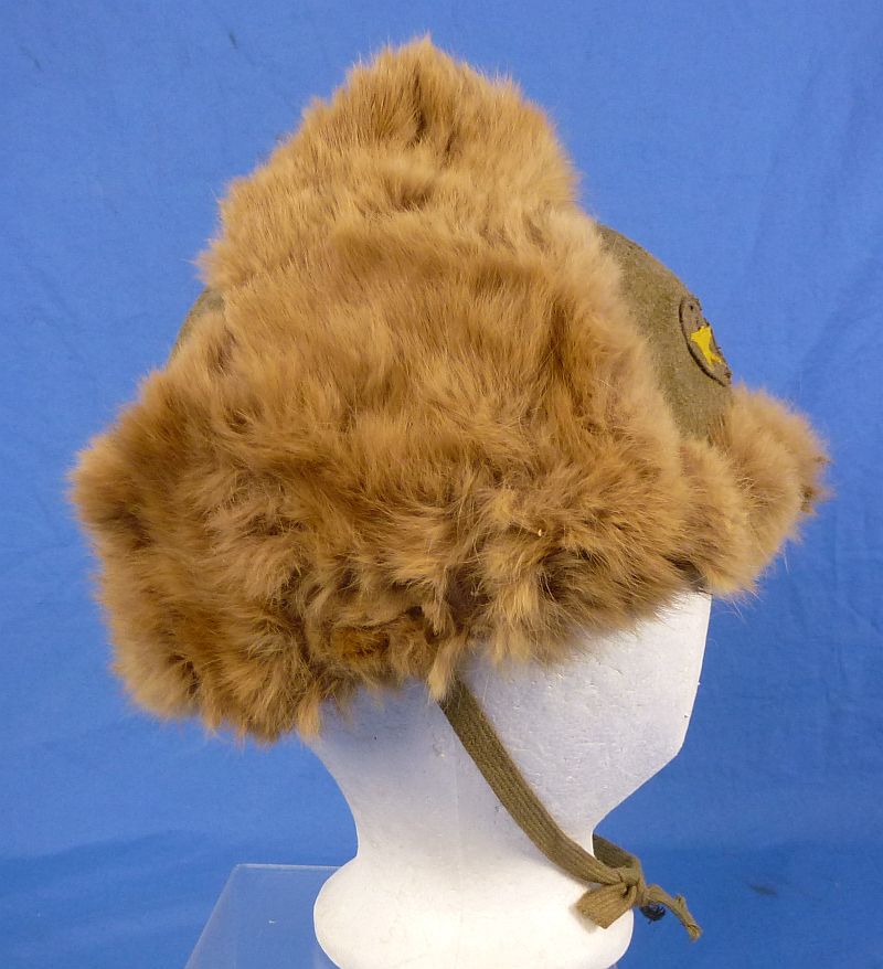 WWII Japanese Army Cold Weather Fur Cap - Image 4
