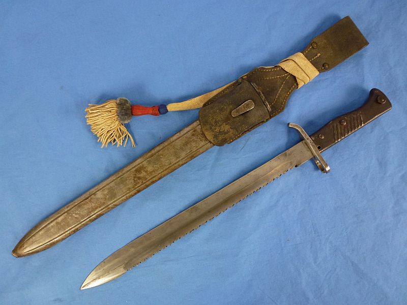 WWI German Ersatz Sawback Bayonet with Frog and Portepee - Image 2