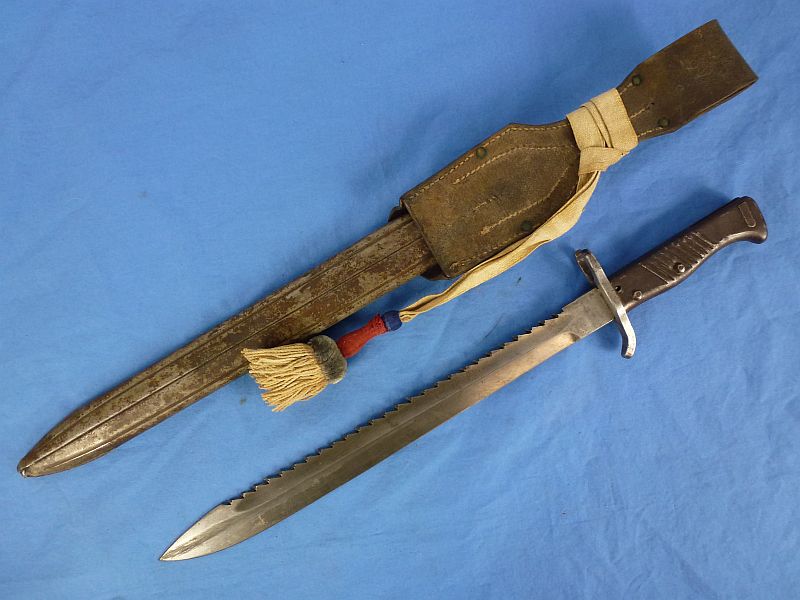 WWI German Ersatz Sawback Bayonet with Frog and Portepee - Image 3