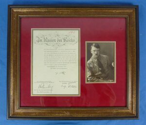 1937 German Army Retirement Document Signed by Adolf Hitler, Von Blomberg and Von Fritsch