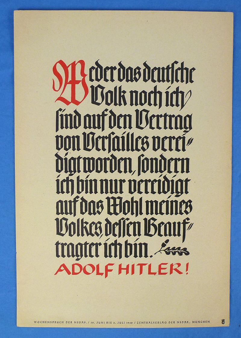 Five NSDAP Weekly Quotation Posters - Image 3