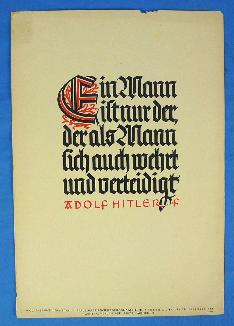 Five NSDAP Weekly Quotation Posters - Image 5