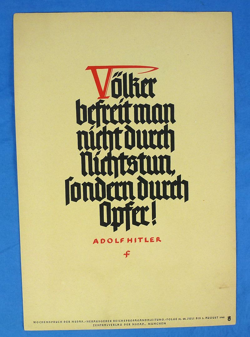 Five NSDAP Weekly Quotation Posters - Image 6