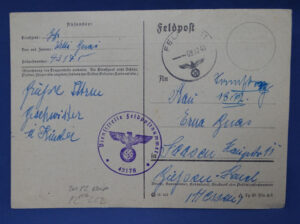 WWII German Feldpost Card Cancelled 8/12/41