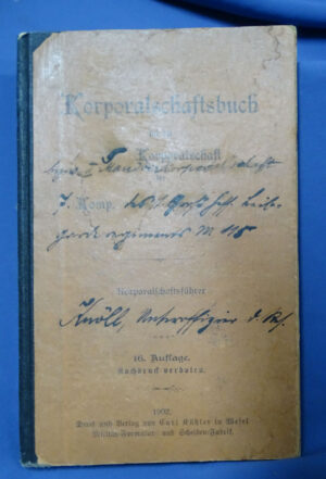 1902 "Korporalschaftsbuch" German Army Corporal's Military Record
