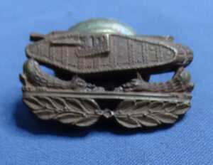 WWI Tank Corps Officer's Overseas Cap Insignia