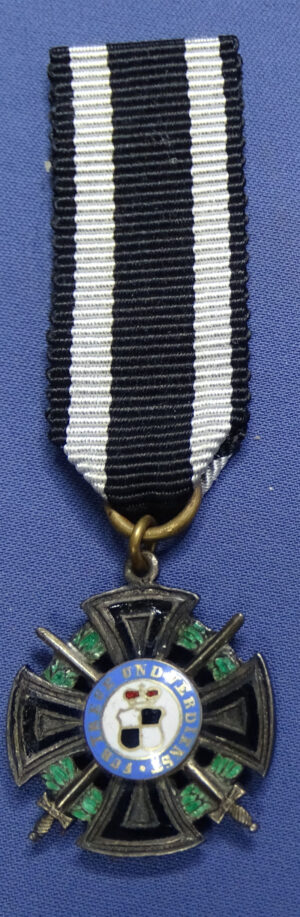 WWI Prussian House Order of Hohenzollern Honor Cross With Swords Miniature Medal