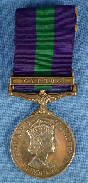 British Queen's General Service Medal with "Cyprus" Bar to the King’s Own Yorkshire Light Infantry