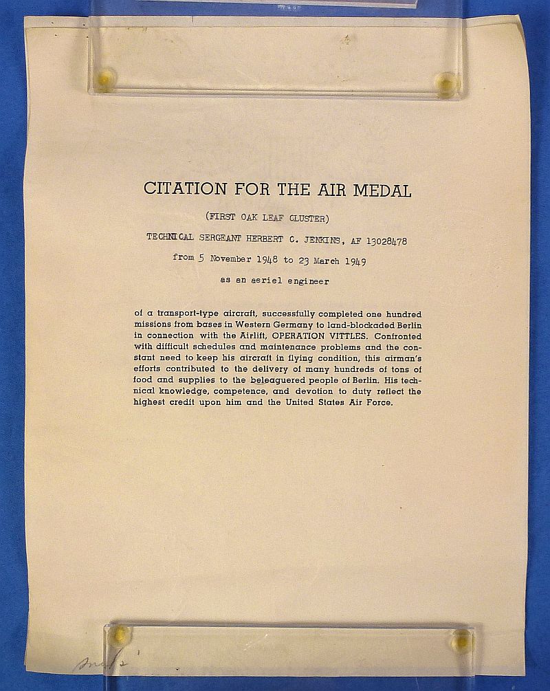 Cased and Named Berlin Air Lift Air Medal Group with "Operation Vittles" Documents - Image 10