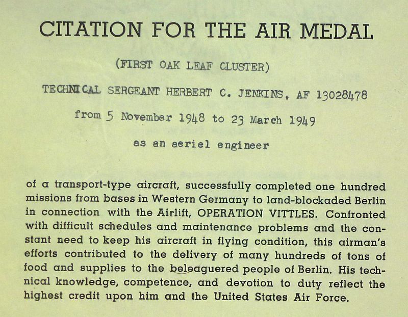 Cased and Named Berlin Air Lift Air Medal Group with "Operation Vittles" Documents - Image 11