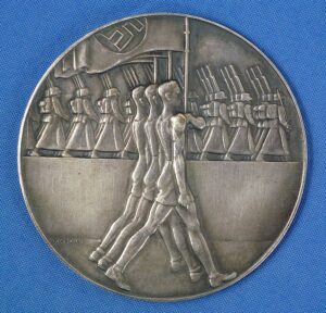 1936 DRL Cross Country Race Second Place Team Prize 3 inch Table Medal