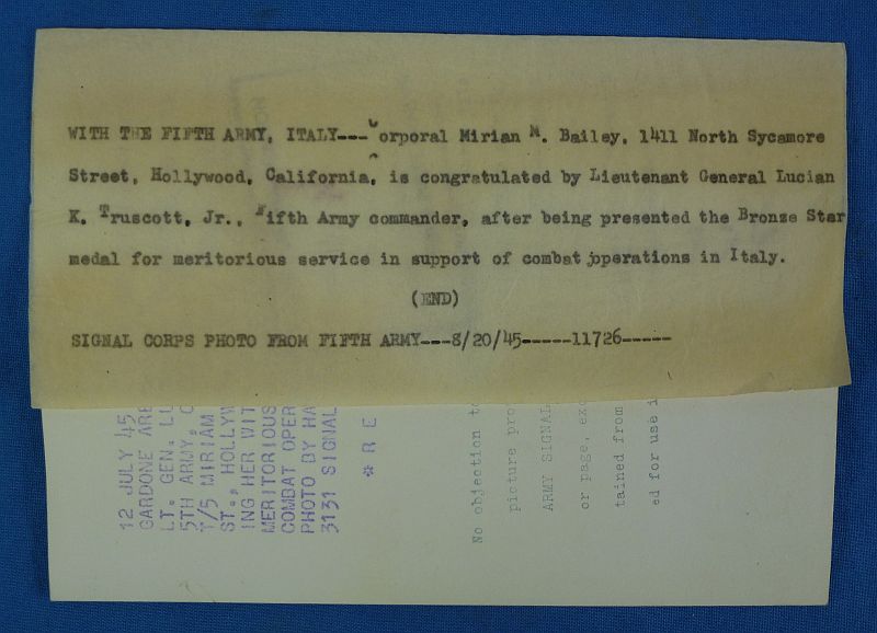 Identified Cased Bronze Star Group to a WAAC in Italy - Image 7