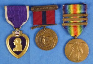 Named WWI U.S. Marine Corps Purple Heart  / Good Conduct Medal / Victory Medal Group