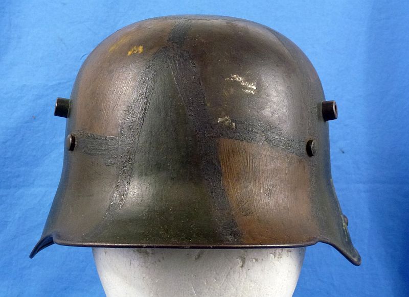 Rare Named Size 68 WWI German Camouflaged M1916 Combat Helmet by Körting & Mathiesen - Image 2