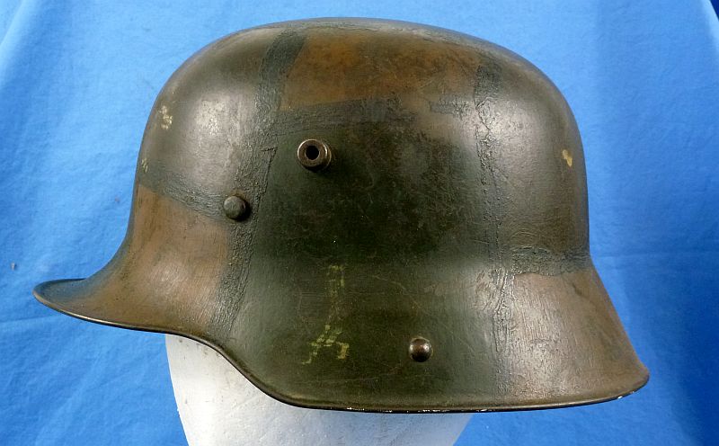 Rare Named Size 68 WWI German Camouflaged M1916 Combat Helmet by Körting & Mathiesen - Image 5