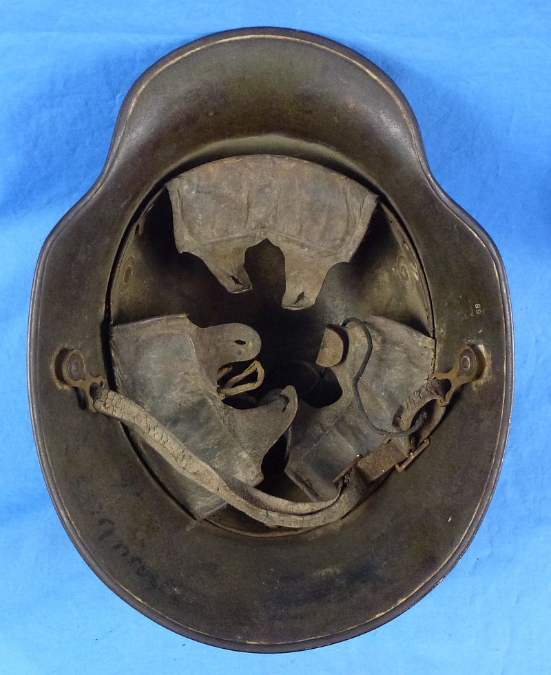 Rare Named Size 68 WWI German Camouflaged M1916 Combat Helmet by Körting & Mathiesen - Image 7