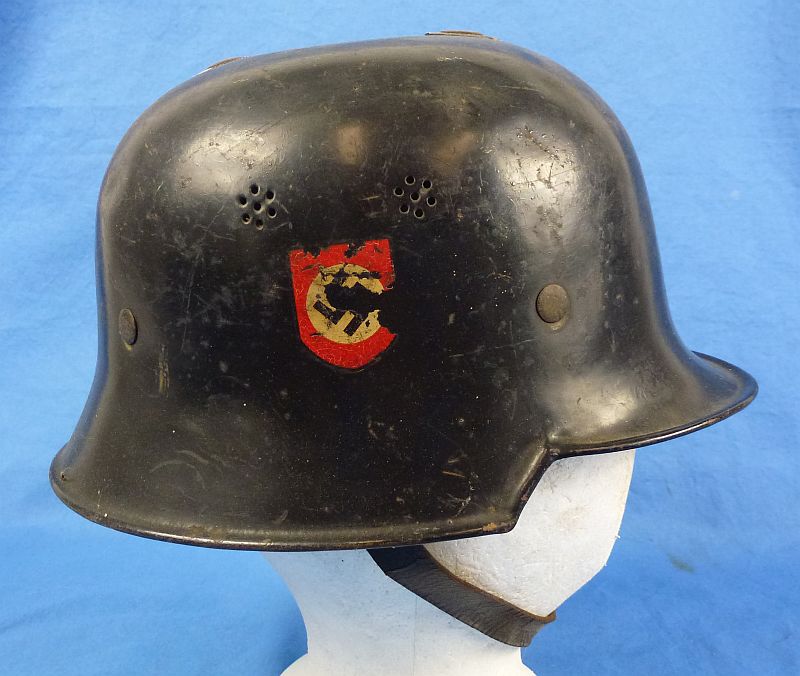 Double Decal German Model 1934 Fire Police Helmet - Image 3