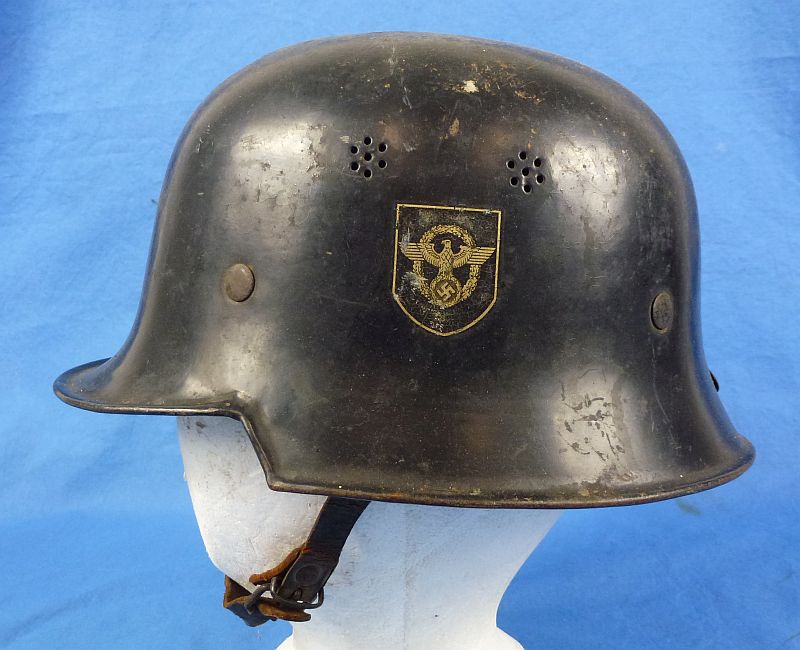 Double Decal German Model 1934 Fire Police Helmet - Image 5