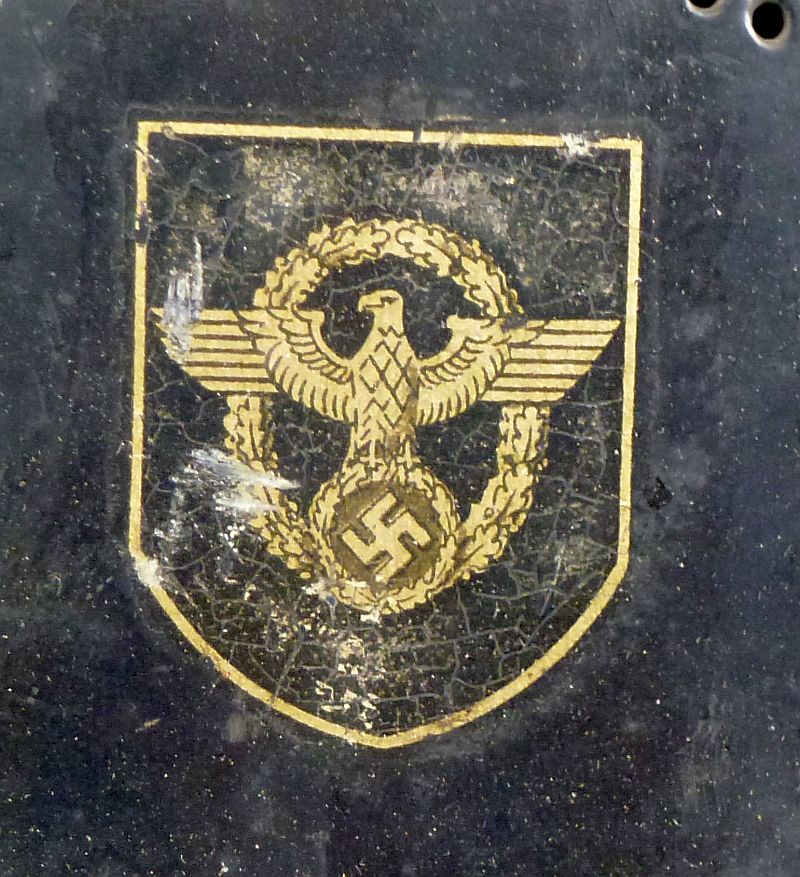 Double Decal German Model 1934 Fire Police Helmet - Image 6