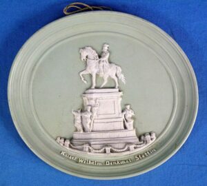 Jasperware Porcelain Plaque of the Kaiser Wilhelm Monument in Stettin