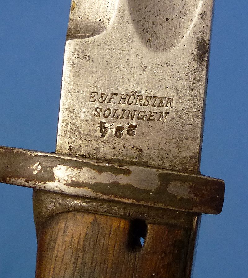 1915 Dated Imperial German Model M1898/05 Butcher Blade Bayonet by E. & F. Horster with Frog and Knot - Image 8