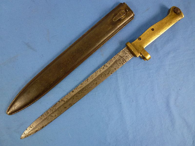 WWI German Brass Handle Ersatz Bayonet with "FAG" Scabbard - Image 2