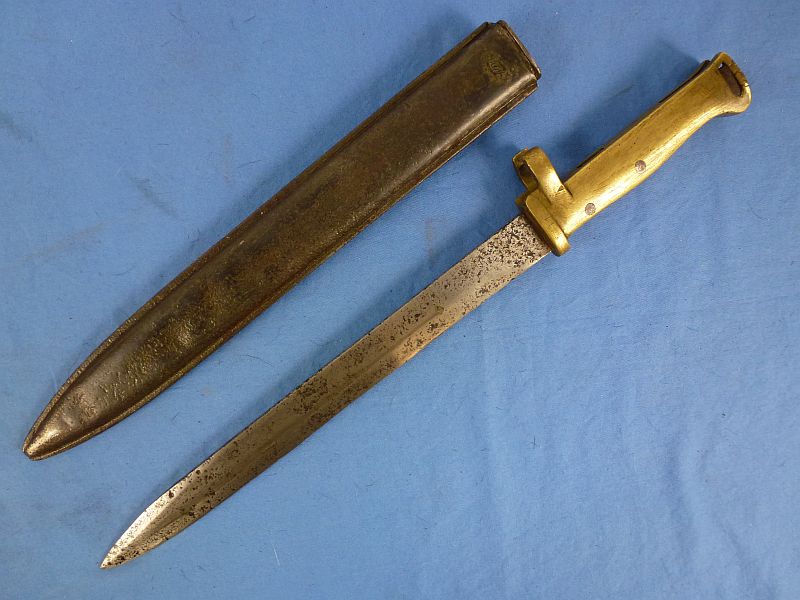 WWI German Brass Handle Ersatz Bayonet with "FAG" Scabbard - Image 3