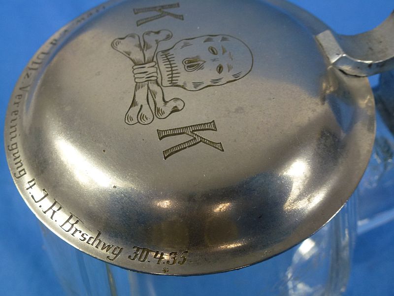 1935 Presentation Braunschweig Unit Stein with Totenkopf Lid - Image 6
