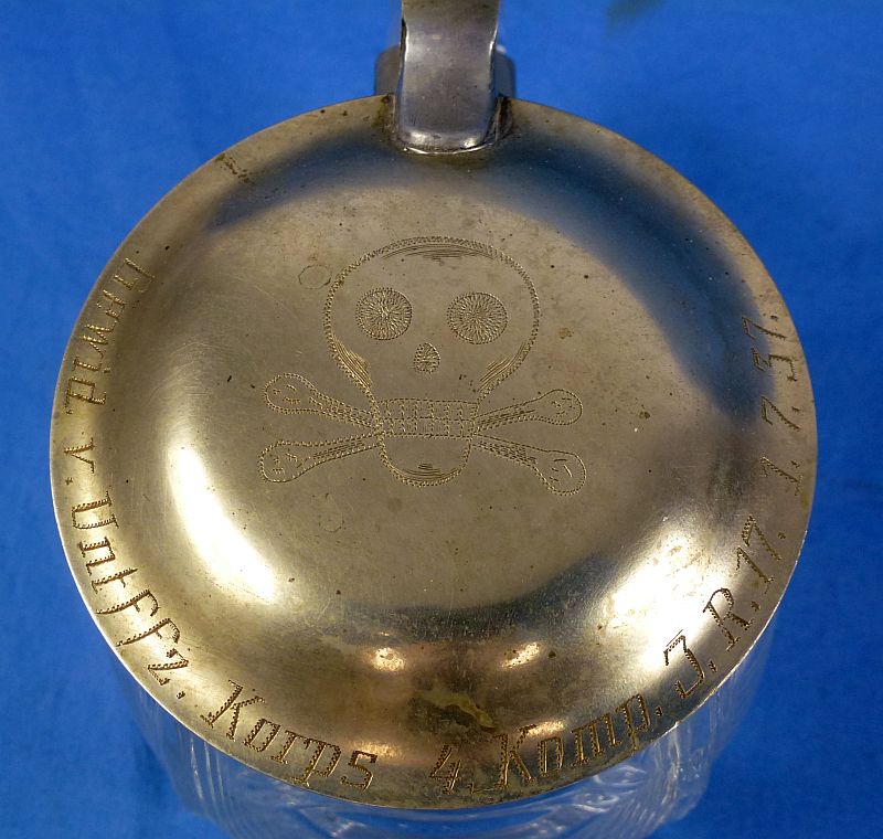 1937 Presentation Army Infantry Regiment 17 Stein with Totenkopf Lid - Image 3