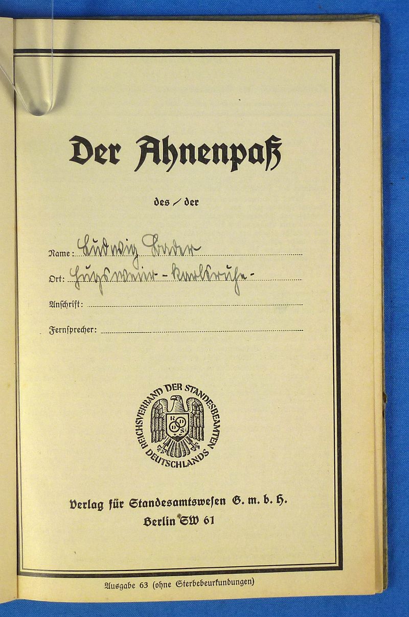 Ahnenpass Family Ancestry Record Back to 1716 - Image 2