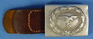 Luftwaffe EM/NCO Buckle with Drop Tail Eagle and Crank Catch on a Leather Tab