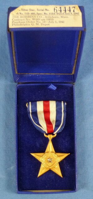 Boxed and Numbered WWII Silver Star by Robbins Company