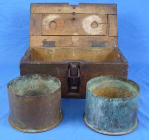 Cased 1916 Dated German Minenwerfer Shell Casings & Box