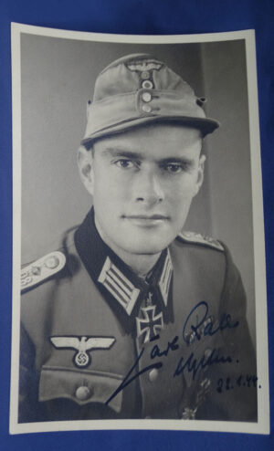 WWII German Knights Cross Recipient Carl Rall Signed Postcard dated 1944