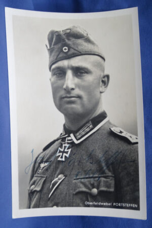 WWII German Knights Cross Recipient Oberfeldwebel Portseffen Autographed Postcard